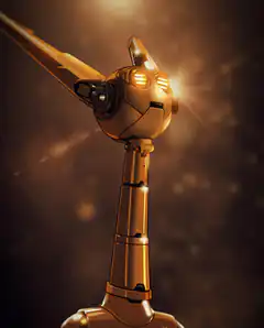 Golden Robot with Glowing Eyes