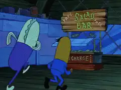 Squidward gets hit with tomatoes