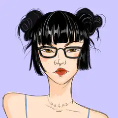 Girl with glasses and space buns