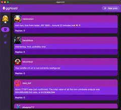 ggNostr app interface with bitcoinbull profile