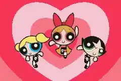 Powerpuff Girls in front of heart