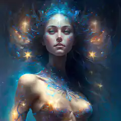 Cosmic Woman with Starry Hair