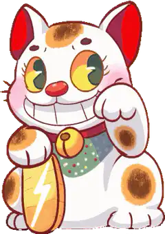 Maneki-neko cat with lightning coin