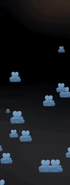 Blue heart couples floating in space
