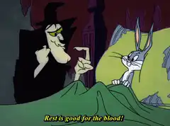 Dracula tells Bugs Bunny rest is good for the blood