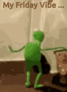 Green alien dancing Friday vibe