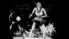 Hula dancer in vintage black and white film