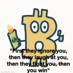 Bitcoin character with quote