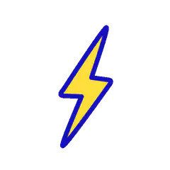 Yellow lightning bolt with blue outline