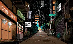 Pixel Art Cyberpunk Alley Rain