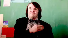 Jack Black saluting with a funny face