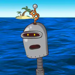 Robot with Bitcoin antenna on ocean