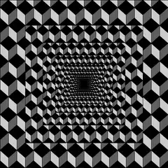 Black and white cube tunnel zoom