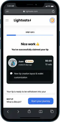 Lightsats Bitcoin tutorial app