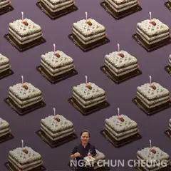 Woman cutting cake with animated candle
