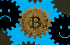 Bitcoin gear with changing smiley faces