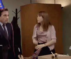 Pam throws streamers at Michael