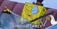 SpongeBob smoking with monocle