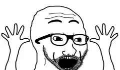 Bald man with glasses screaming