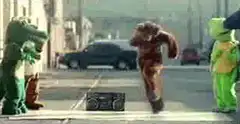 bear dancing with boombox