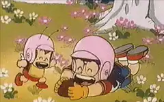 Astro Boy and friend with poop