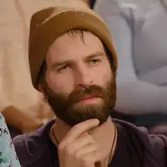 Jon Heder thoughtful chin rub