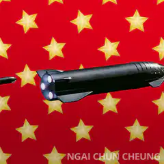 Missiles flying over red star background