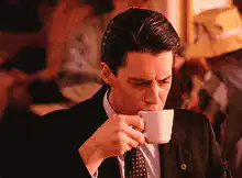 Agent Cooper drinking coffee