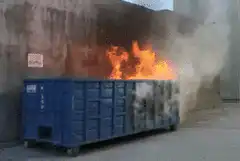 blue dumpster fire