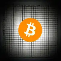 Bitcoin logo on grid background