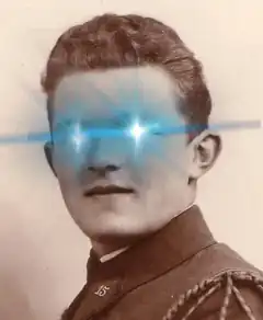 Man with glowing blue eyes