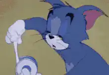 Tom gets hit on the head with a mallet