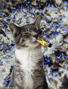 Cat smoking with lightning bolt