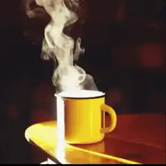 Yellow mug with rising steam