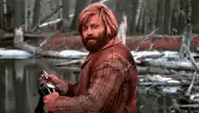 Zach Galifianakis turns and smiles