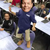 Nostradamus dancing on a chair