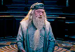 Dumbledore shrugs and puts hands on hips