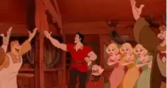 Gaston singing in the tavern