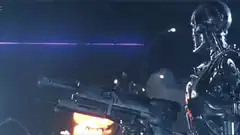 T-800 Terminator firing minigun