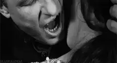 Vampire bites woman's neck