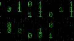 Matrix-style green binary code rain