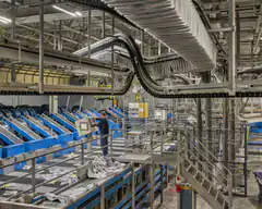 Newspaper printing factory conveyor system