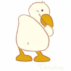 Ducky Greg standing with hand on beak