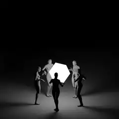 Silhouette holding glowing hexagon