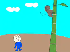 Sloth falls from tree as head flies by