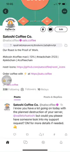 Satoshi Coffee Co. website on mobile