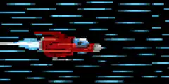 pixel art spaceship flying through space