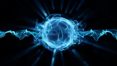 Blue energy sphere with flowing waves