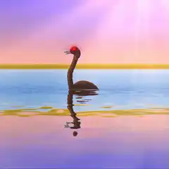 Loving Nessie with glowing red eyes