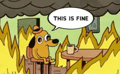 This Is Fine dog in burning room